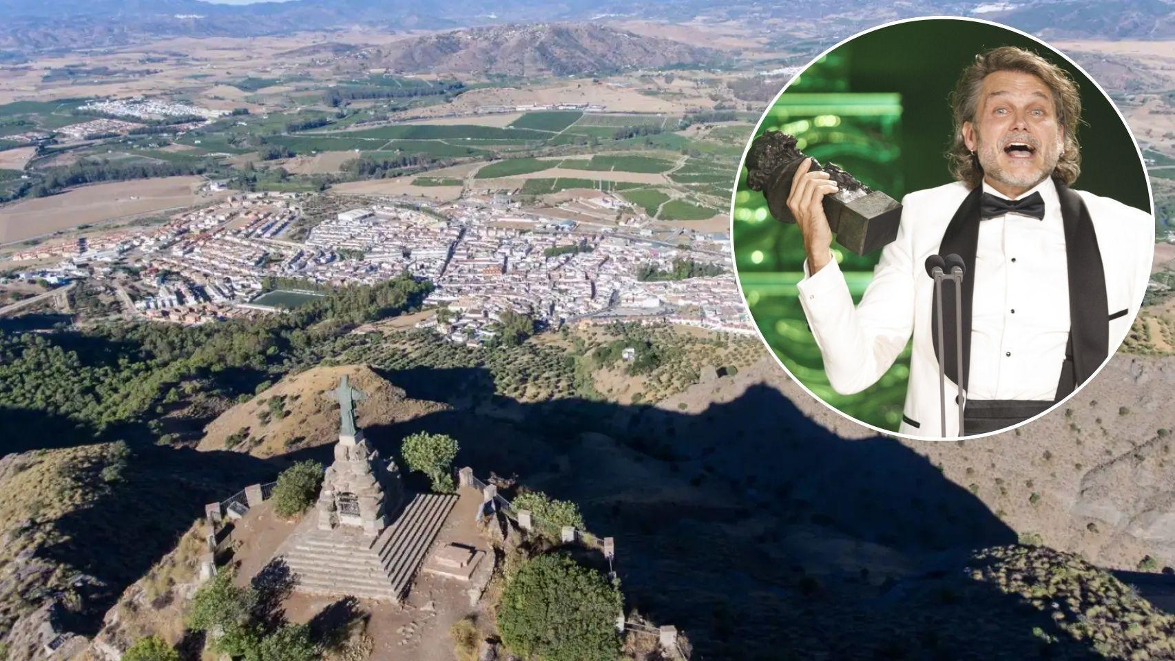 Fotomontaje de BLUPER con Salva Reina y el pueblo donde creció