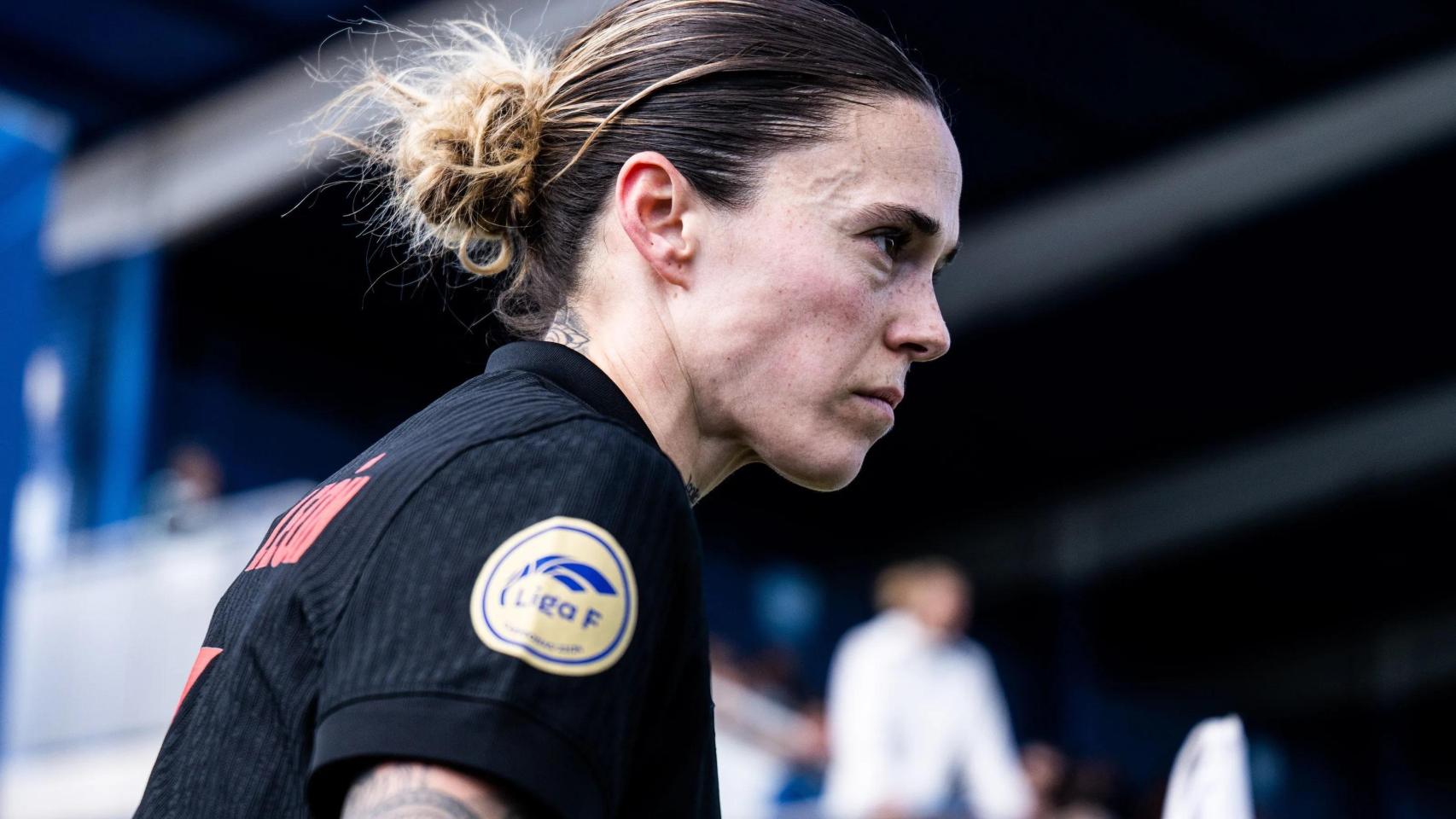 Mapi León, en un partido con el FC Barcelona