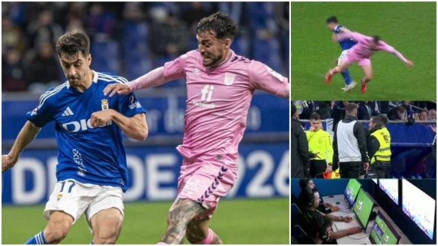 El árbitro privó al Oviedo de un penalti tras corregirse a sí mismo sin que se lo pidieran