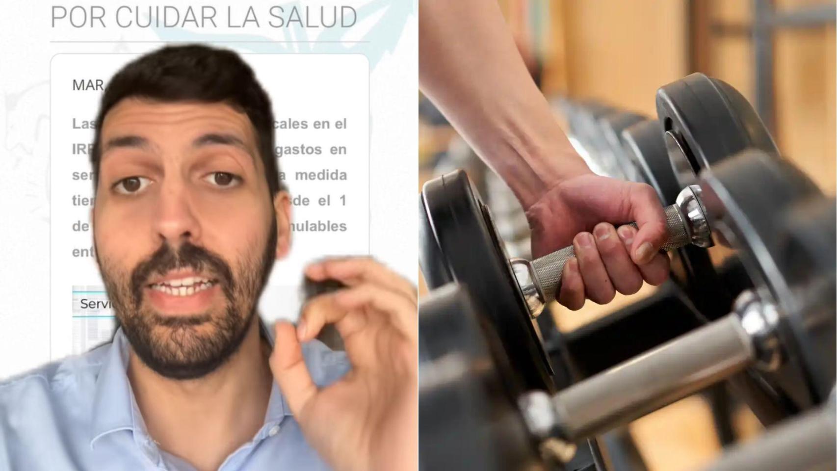 Imagen del vídeo de Fiscalidad para todos y una imagen de archivo de un gimnasio.