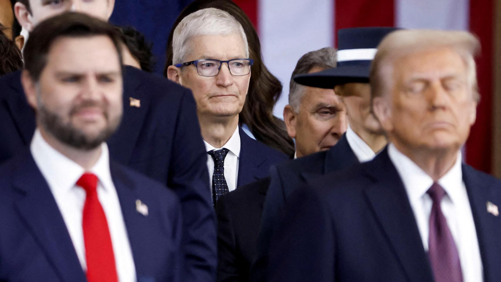Tim Cook en la toma de posesión de Donald Trump en 2025.