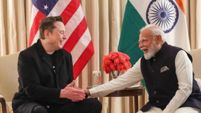 Narendra Modi con su reunión con Elon Musk.