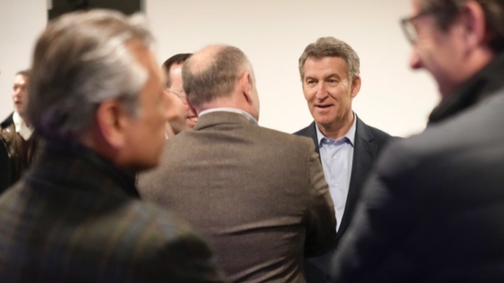 El líder del PP, Alberto Núñez Feijóo, el jueves en una cena con la asociación Empresa Familiar de Lérida.