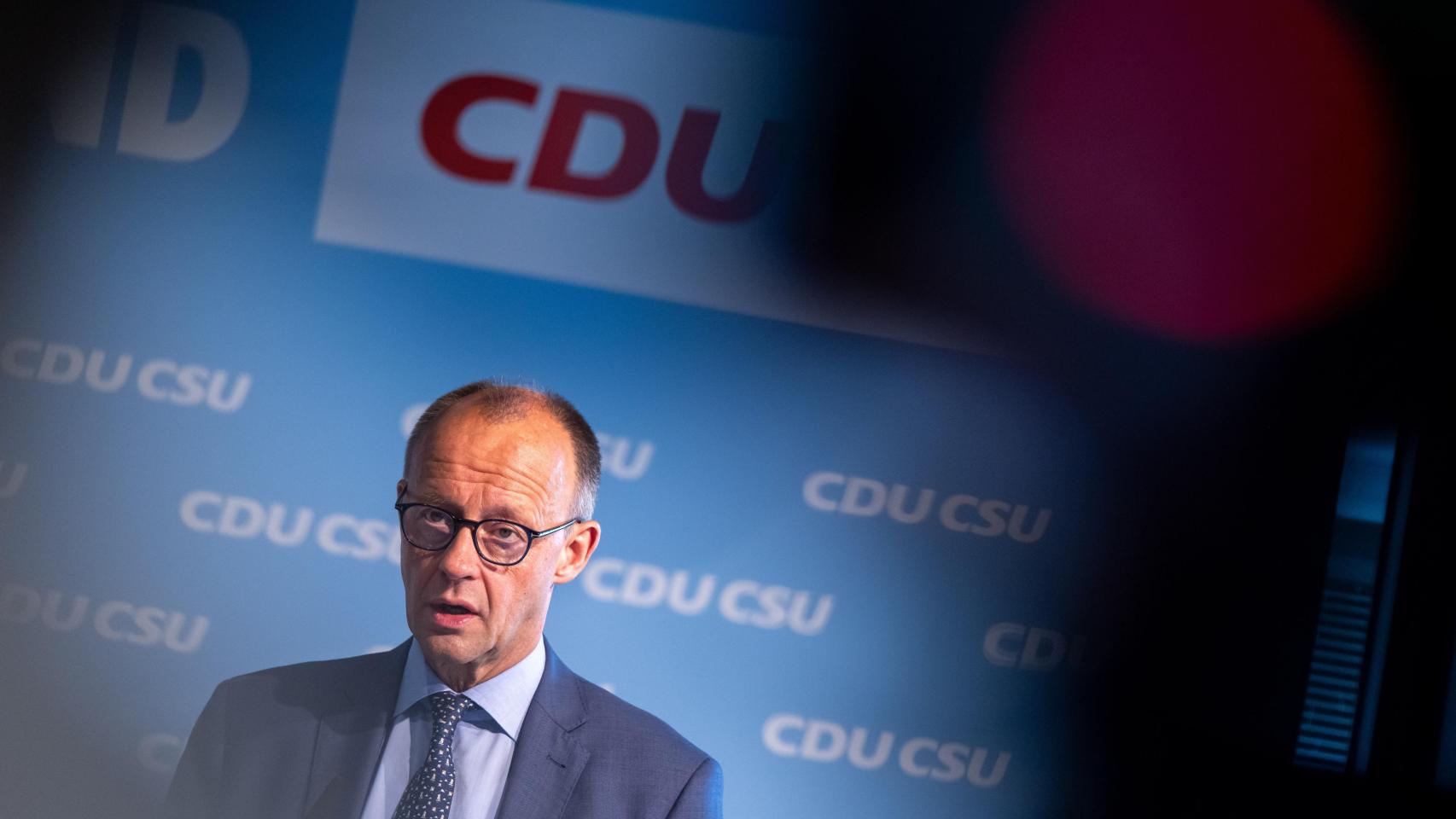 Friedrich Merz, presidente de la CDU, tras una reunión conjunta del comité ejecutivo de la CDU y la CSU.
