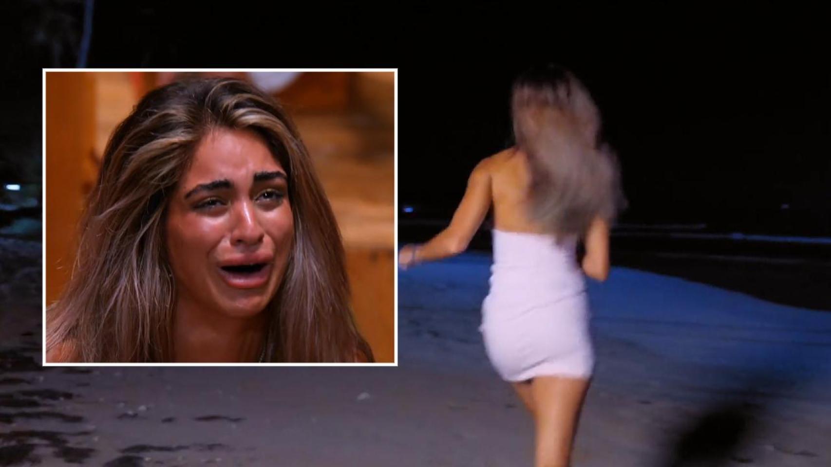 Stephany, concursante de 'La isla de las tentaciones', huye despavorida de la hoguera.