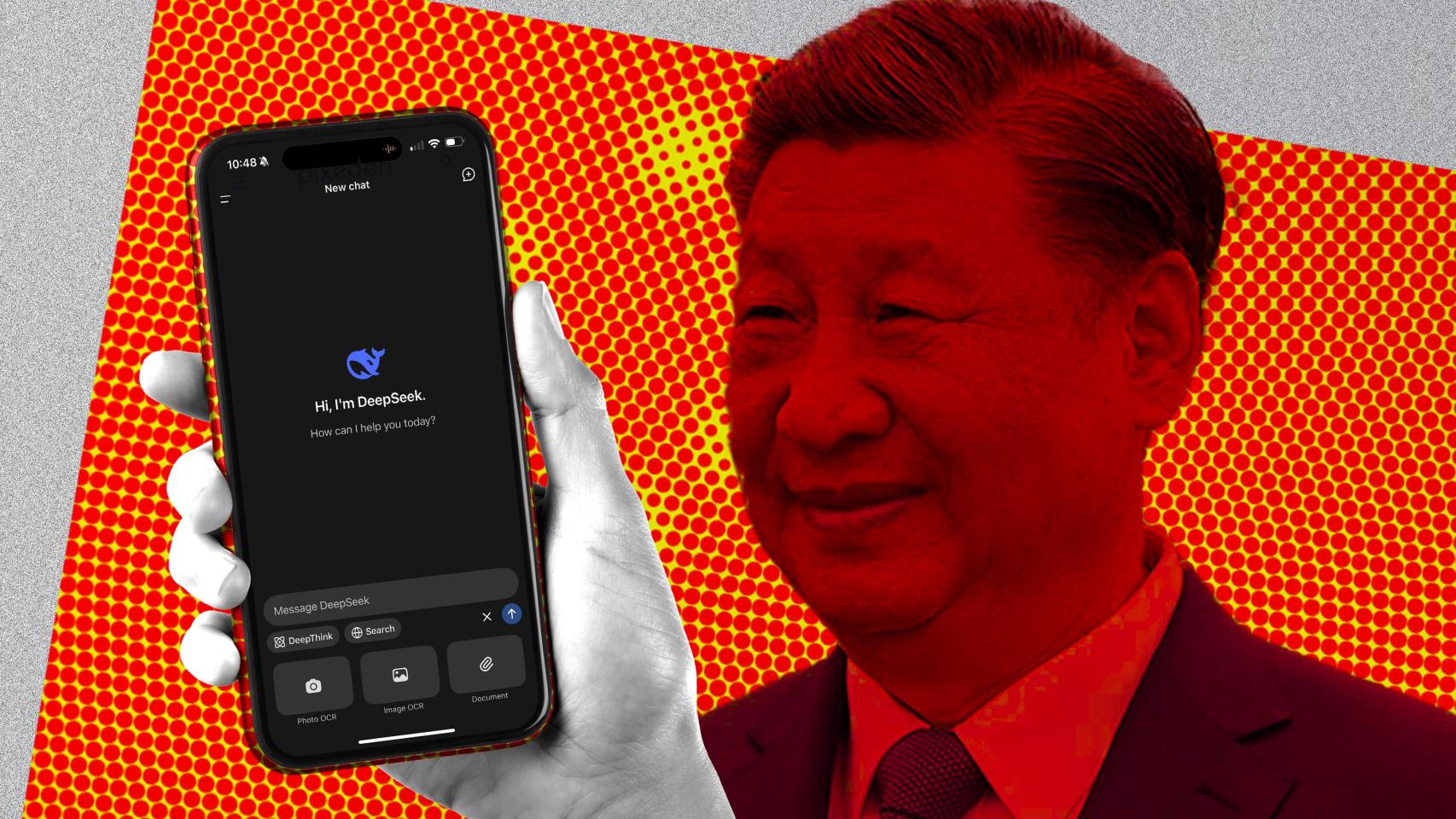 La aparición de la IA china DeepSeek ha supuesto un auténtico batacazo para la hegemonía estadounidense en este sector. Montaje: Rubén Vique