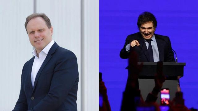 A la izquierda: Daniel Lacalle; y a la derecha Javier Milei durante la CPAC.