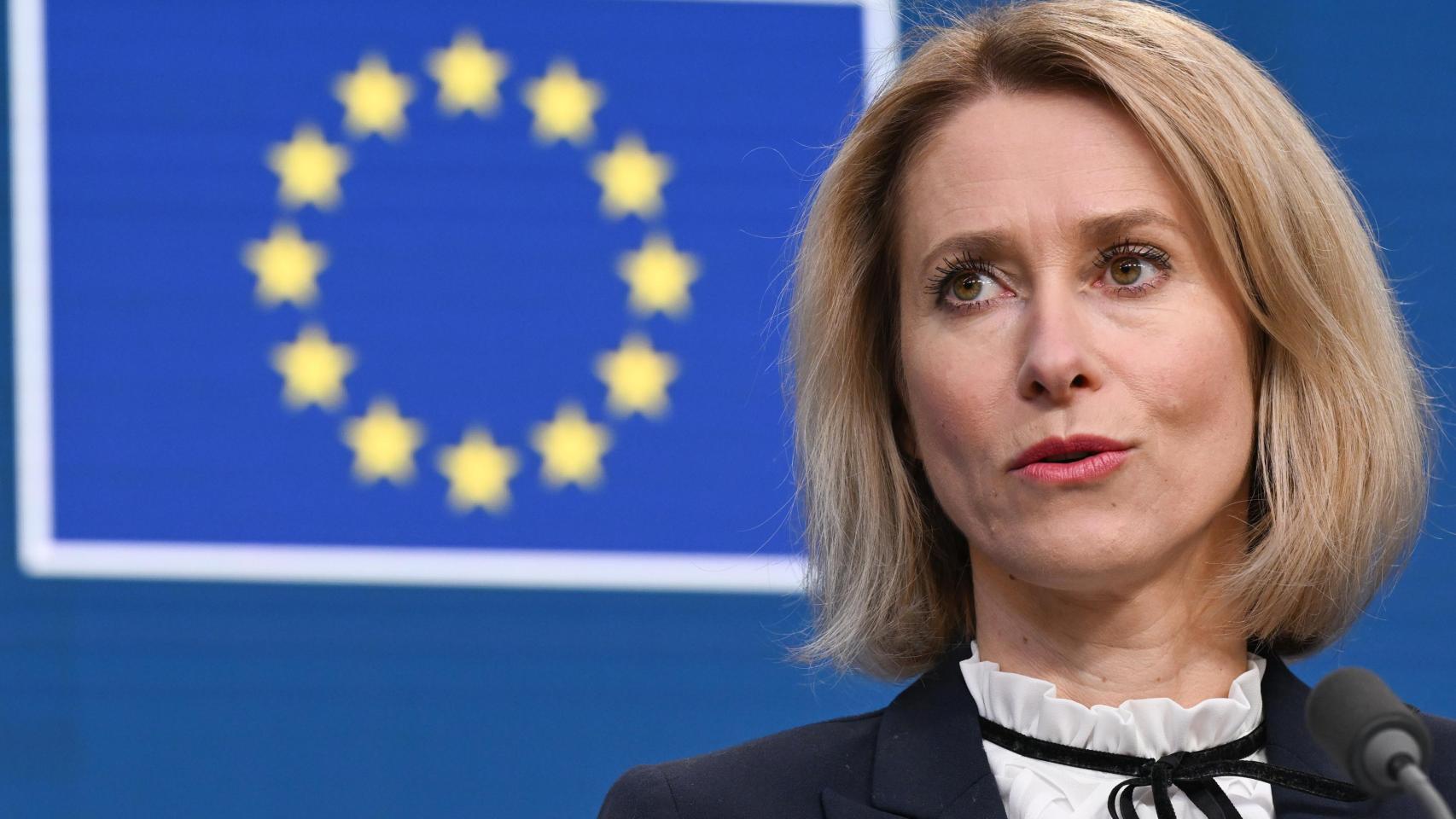La jefa de la diplomacia de la UE, Kaja Kallas, durante una rueda de prensa