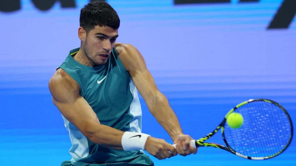 Carlos Alcaraz, durante el partido contra Lehecka.