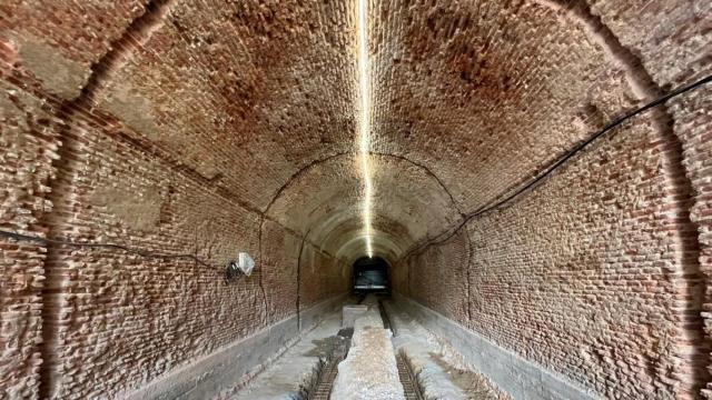 Túnel de Villanueva durante las obras de rehabilitación llevadas a cabo por Patrimonio Nacional.