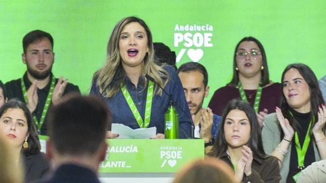 María Márquez interviene ante el congreso del PSOE de Andalucía.