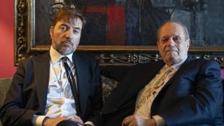 Albert Serra  y Pere Gimferrer en casa de este último. Foto: Pau Venteo