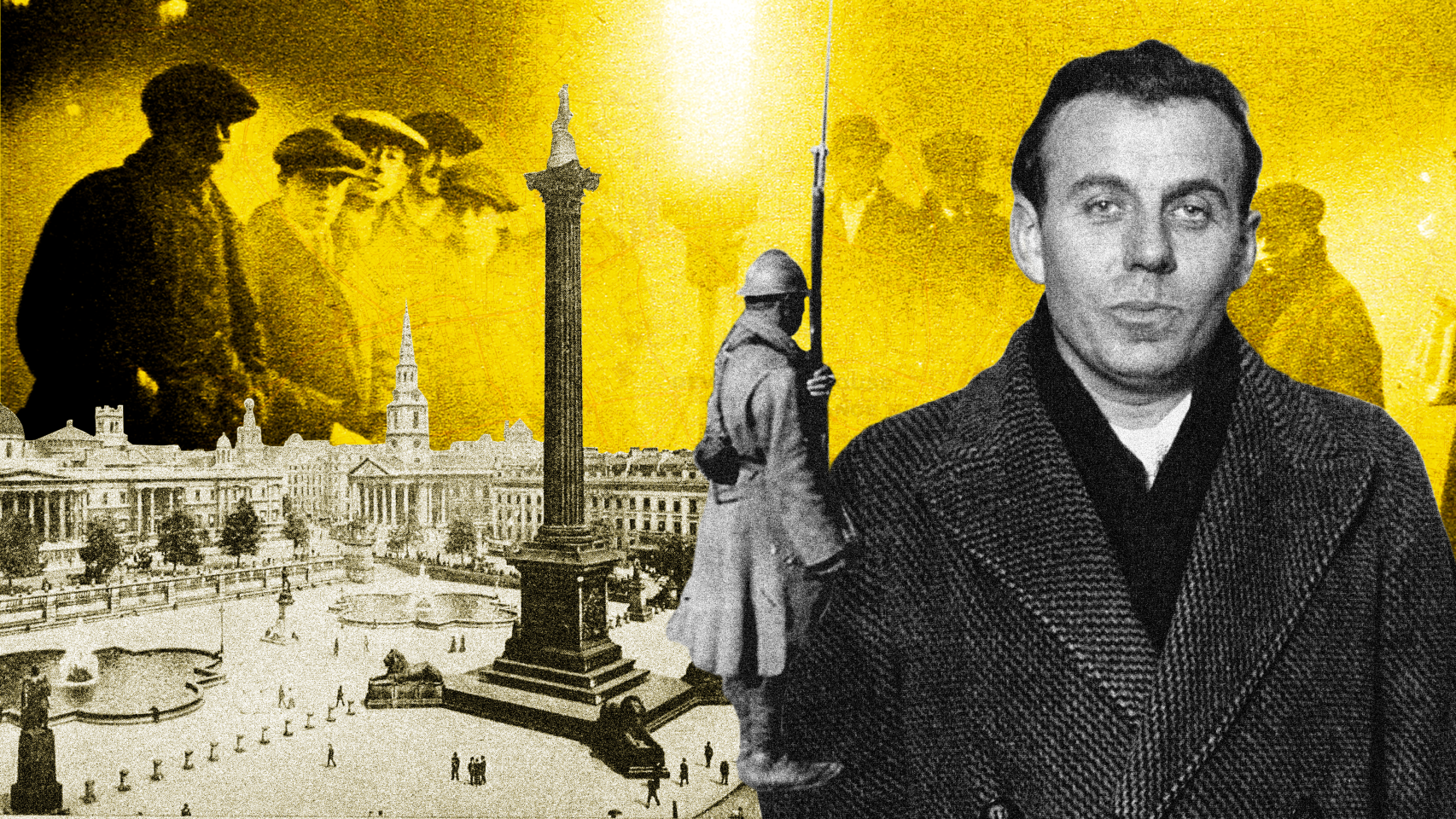 Céline rodeado de referencias londinenses de la primera mitad del siglo XX. Diseño: Rubén Vique