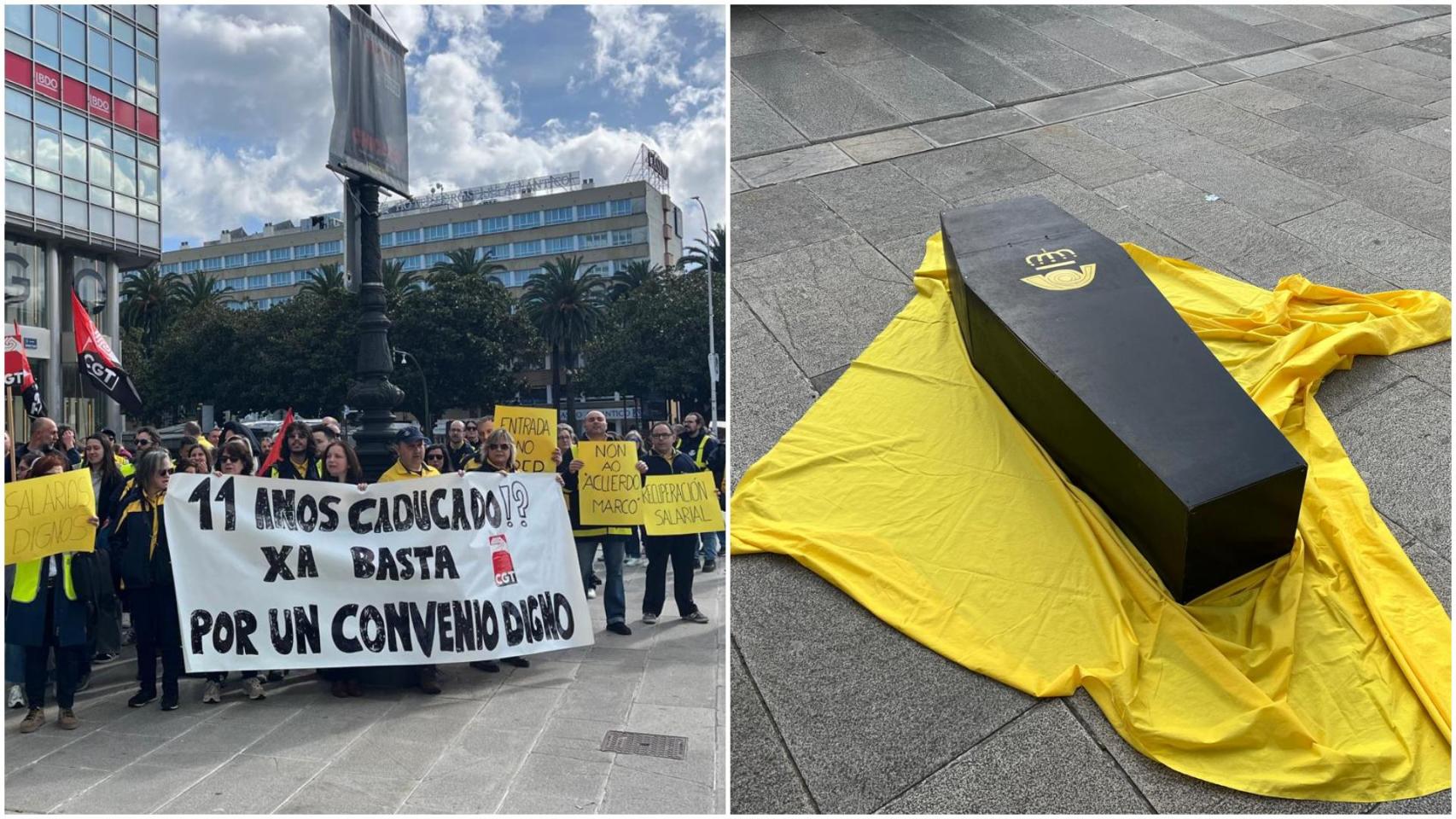 Concentración de los trabajadores/as de Correos este miércoles en A Coruña