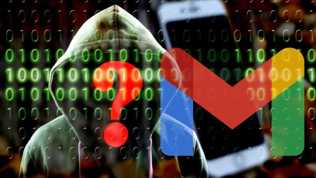 Fotomontaje del icono de Gmail con un hacker