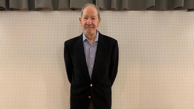 El librero Armando Castrillo en el acto del centenario de la Cuesta de Moyano, este viernes.