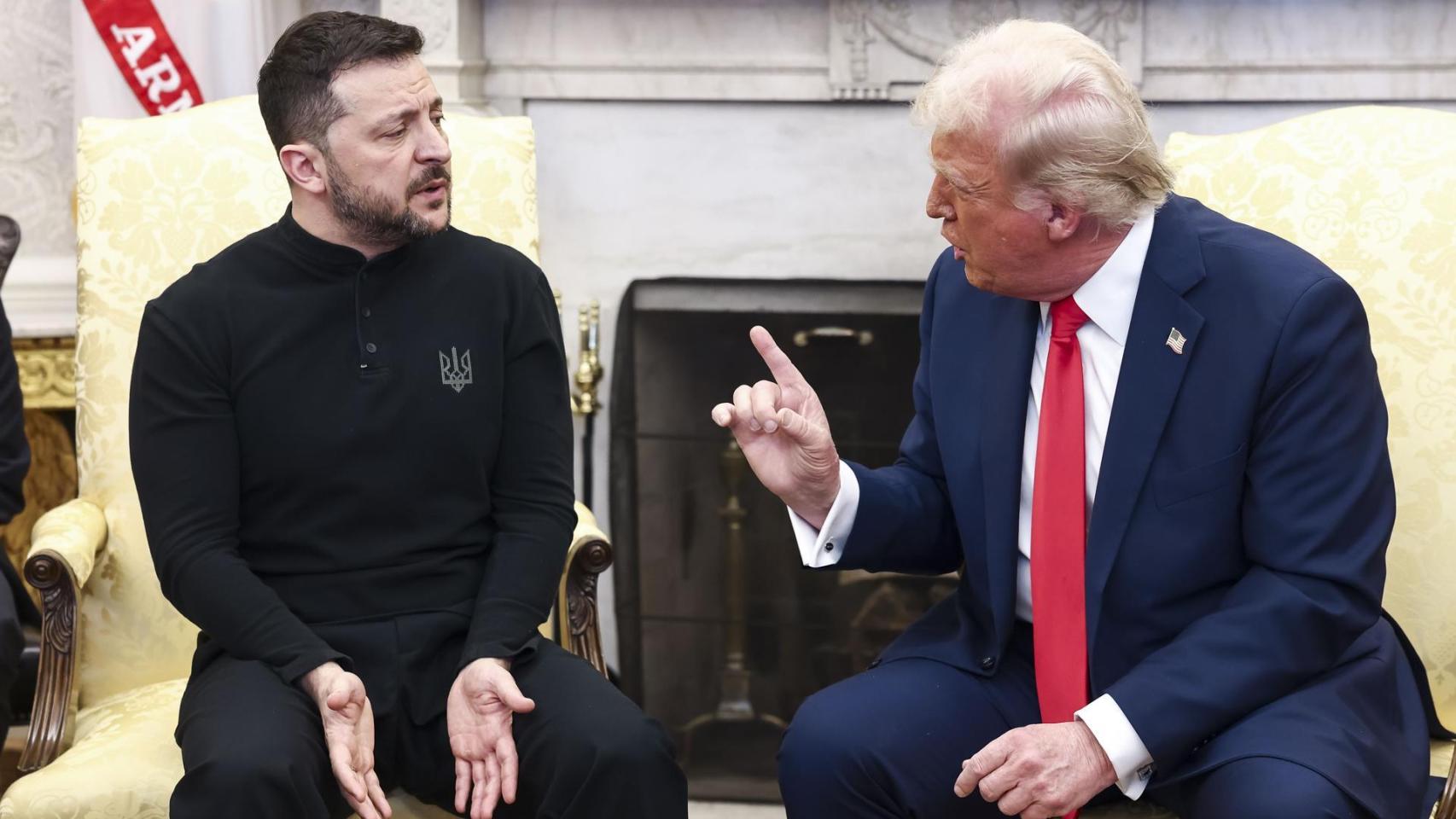 El presidente ucraniano, Volodímir Zelenski, durante su tenso encuentro este viernes con Donald Trump en la Casa Blanca.