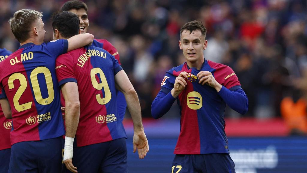 Marc Casadó celebra un gol