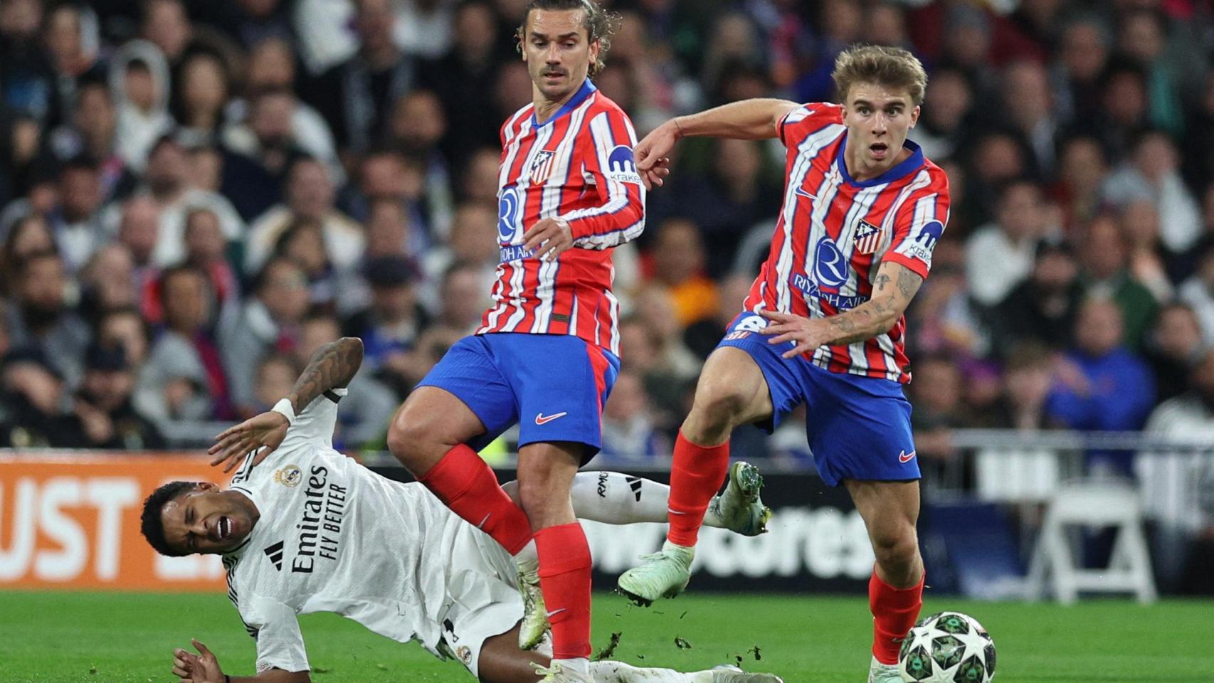 Griezmann, durante el derbi ante el Atlético de Madrid.