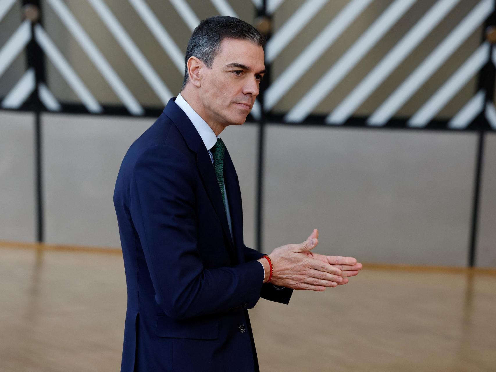 El presidente del Gobierno, Pedro Sánchez, a su llegada al Consejo Europeo de este jueves en Bruselas