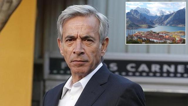 Imagen de archivo de Imanol Arias junto a una panorámica de Riaño (León)