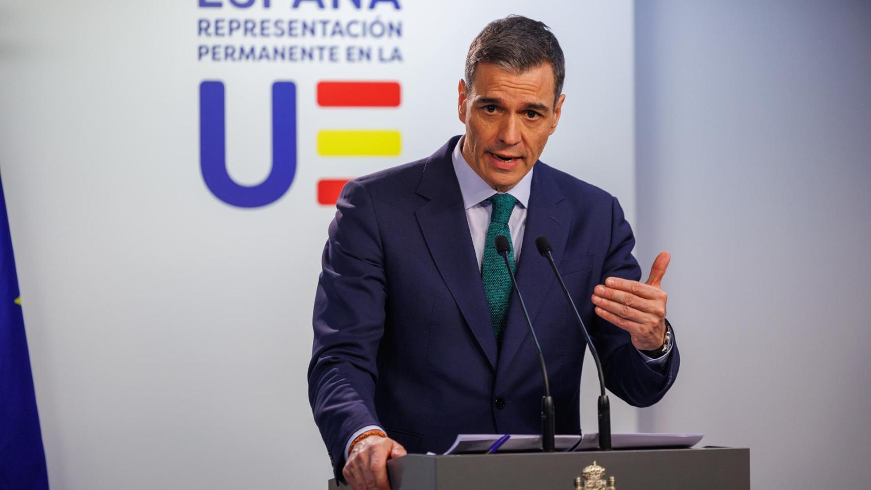 El presidente del Gobierno, Pedro Sánchez, este jueves en Bruselas.