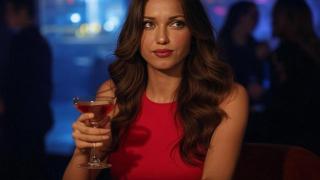 Mujer esperando a su acompañante en un bar en Madrid