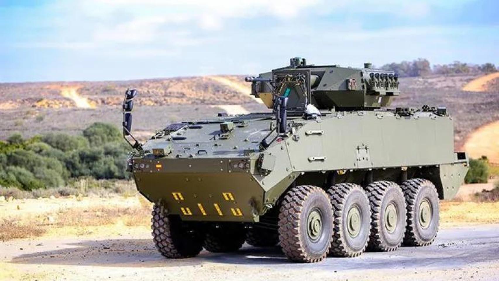 Imagen del VCR Dragón 8x8, blindado estrella de Defensa.