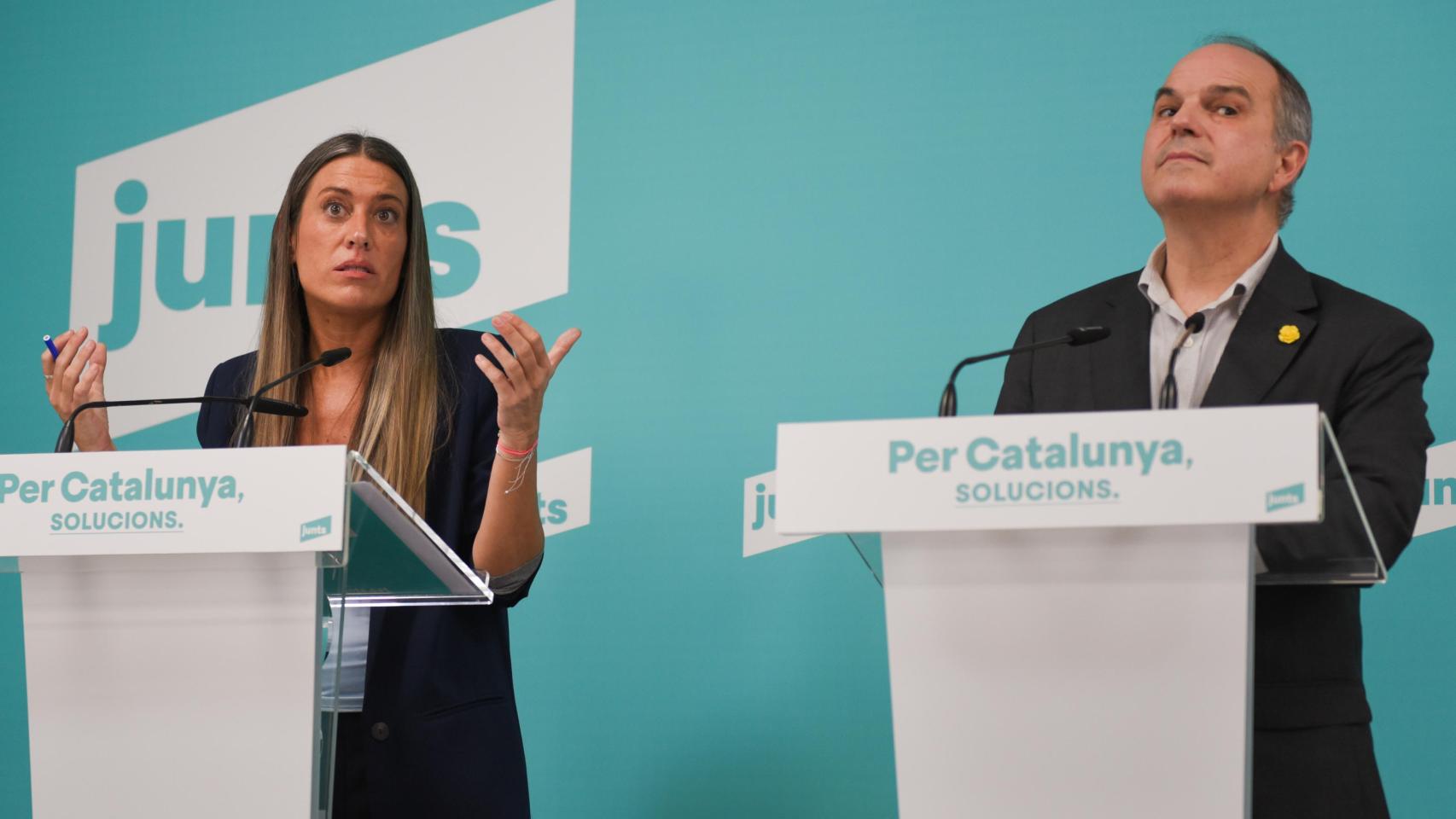 La portavoz en el Congreso de Junts, Miriam Nogueras, y el secretario general de Junts, Jordi Turull, el pasado 4 de marzo.