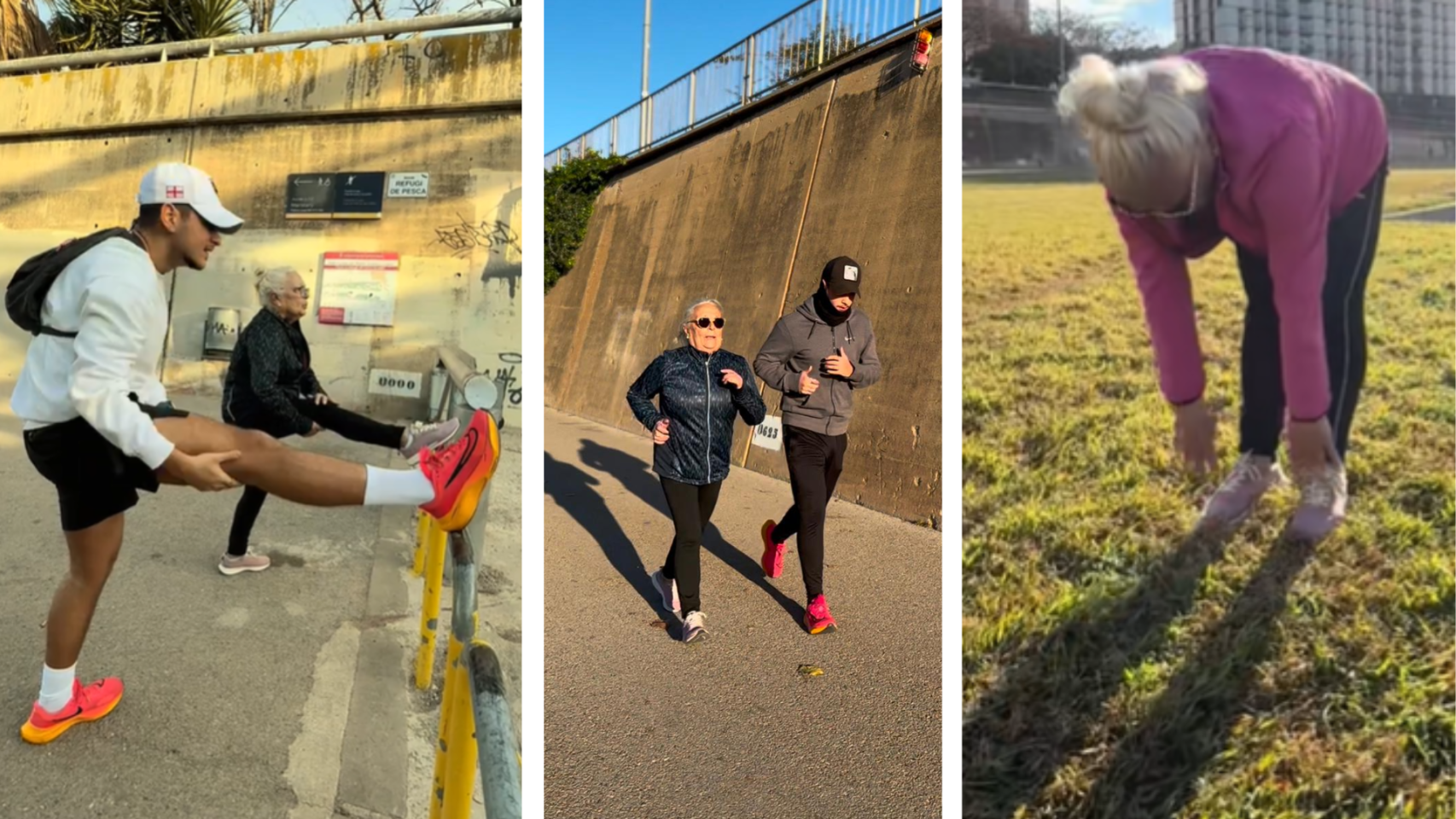 Loli y su nieto, Jordi, en diferentes vídeos.