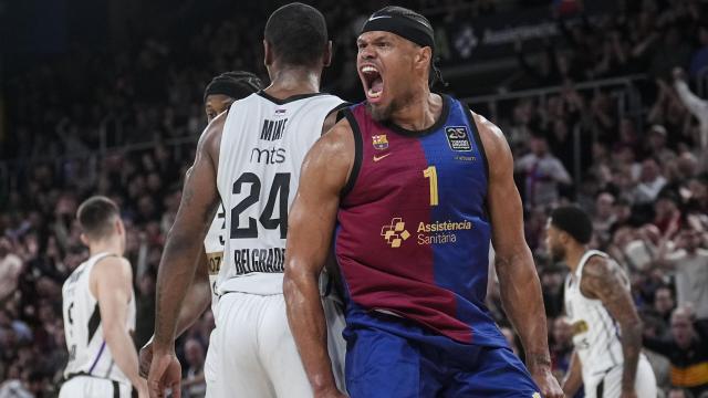 Justin Anderson celebra con euforia una acción del partido ante Partizan.