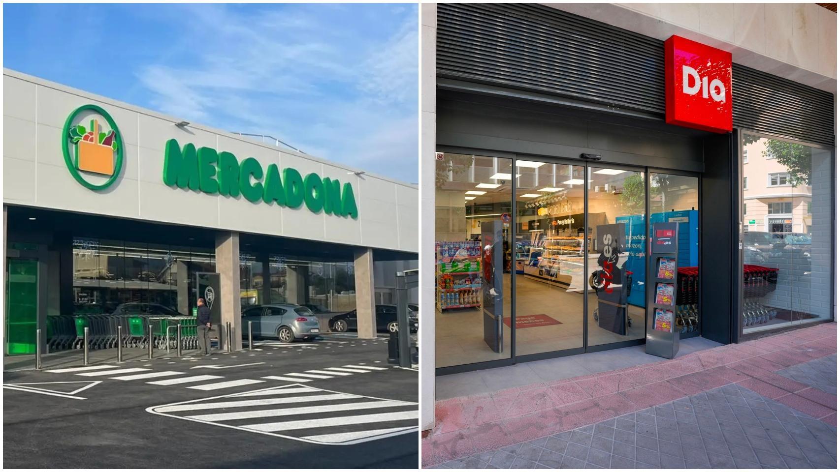 Fachadas de Mercadona y Dia.