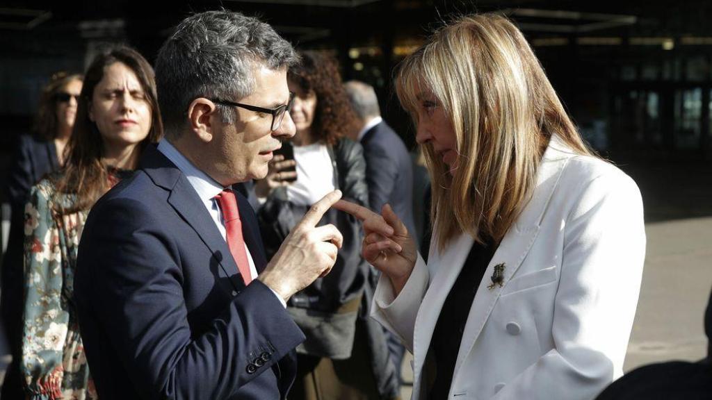 La presidenta del Poder Judicial, Isabel Perelló, y el ministro Félix Bolaños, el pasado 23 de enero en Barcelona.