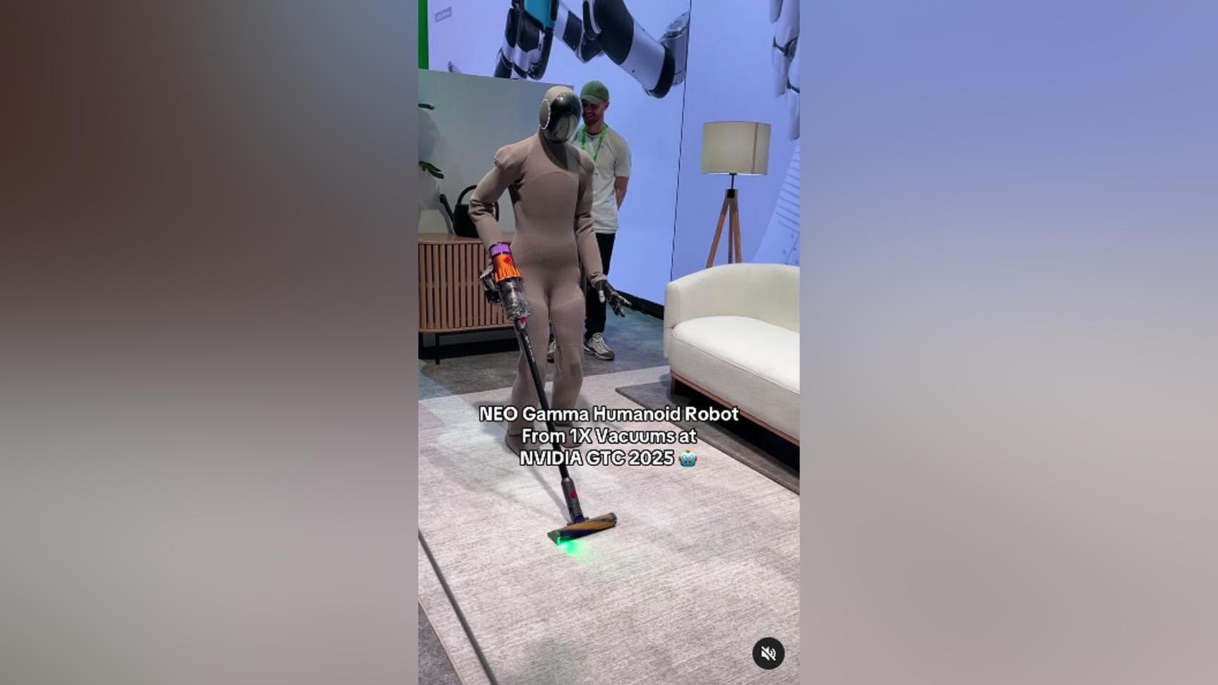 Robot humanoide en la GTC de 2025 en una captura de pantalla.