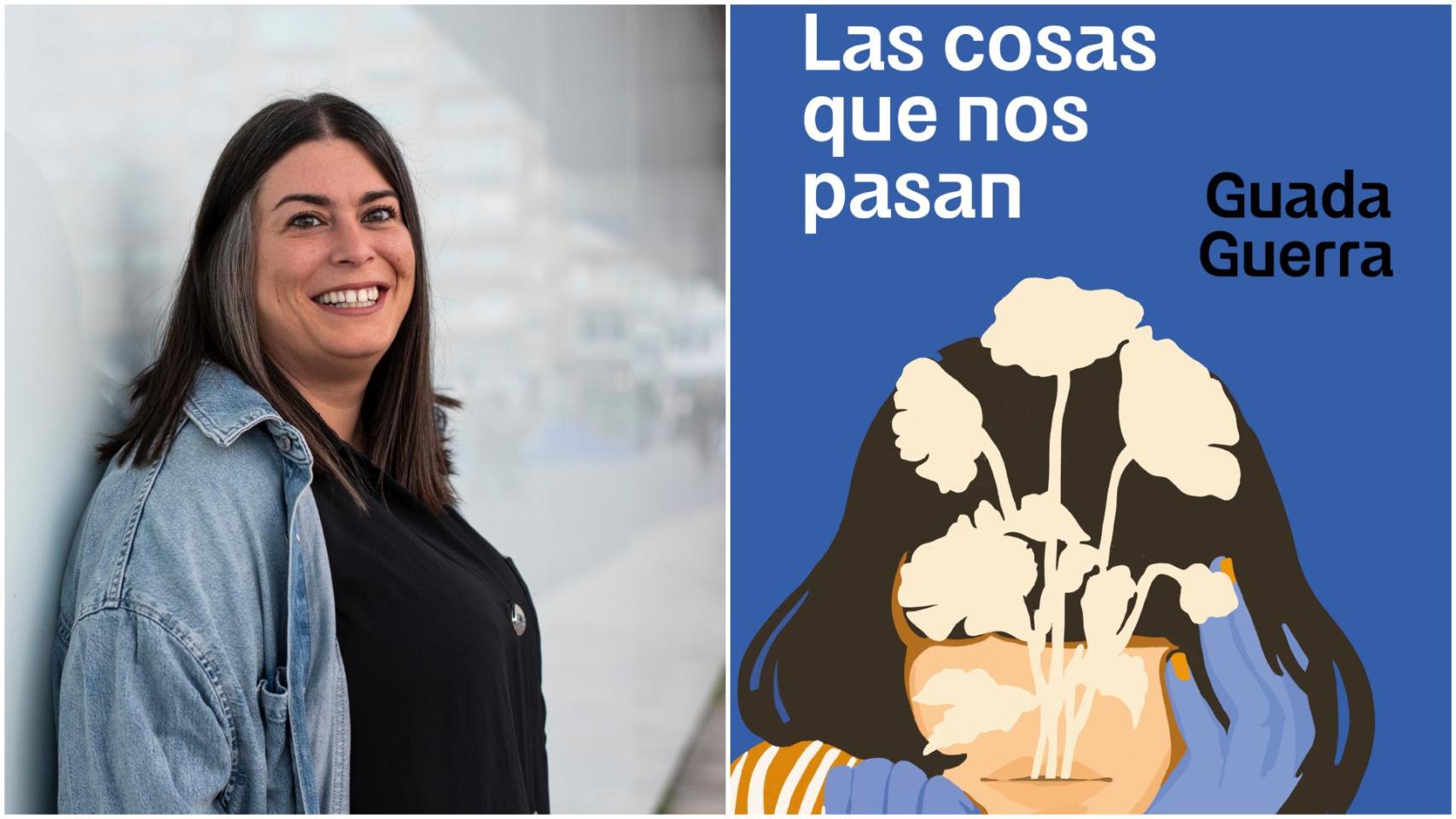 Guada Guerra y la portada de 'Las cosas que nos pasan'.