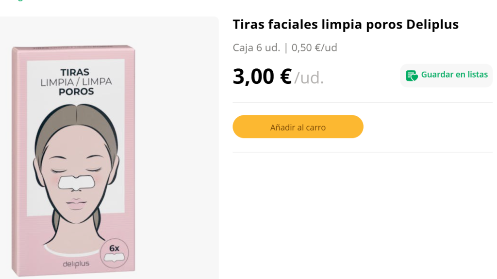 Tiras faciales limpia poros Deliplus.
