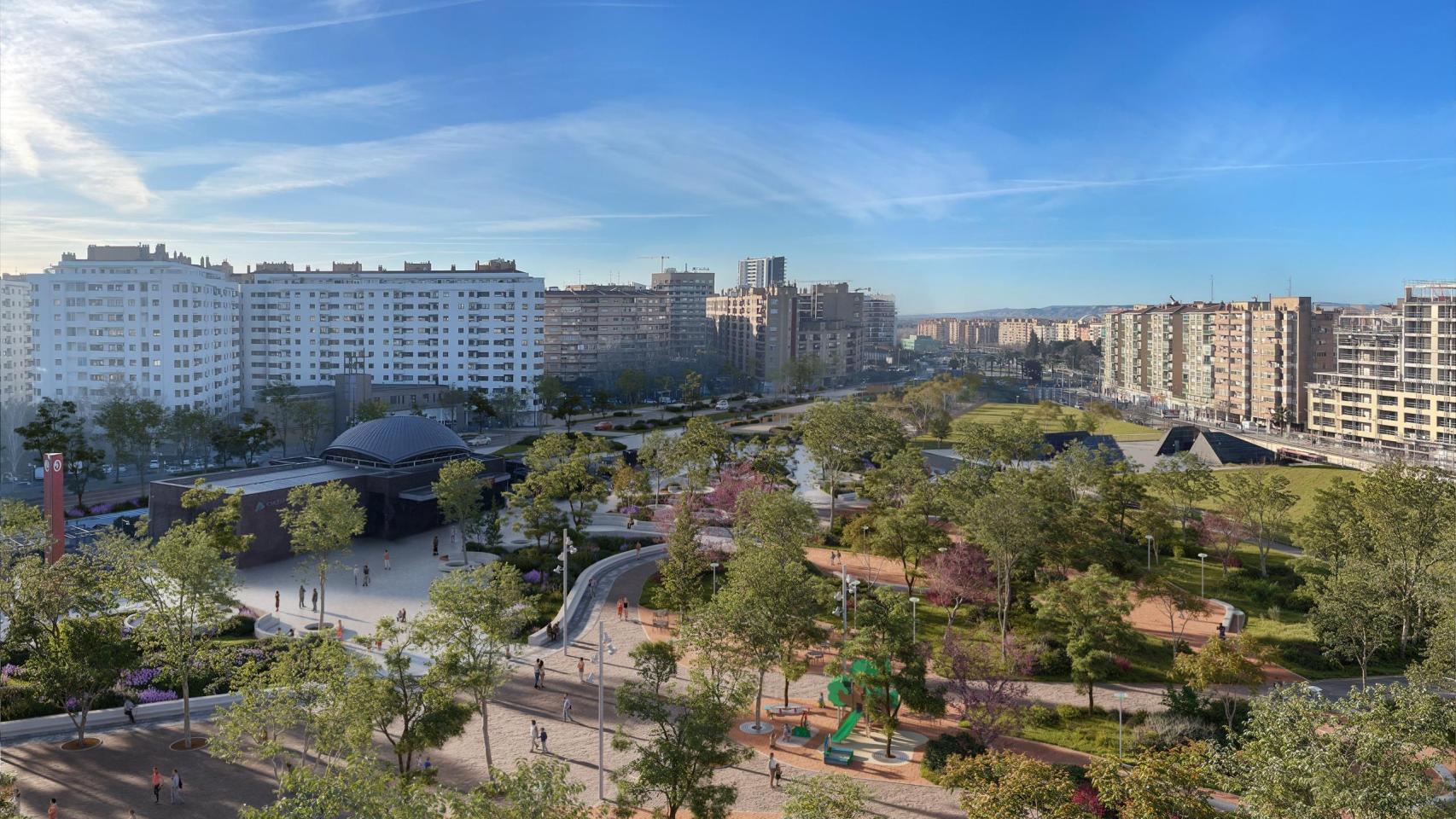 Recreación del parque del Portillo.