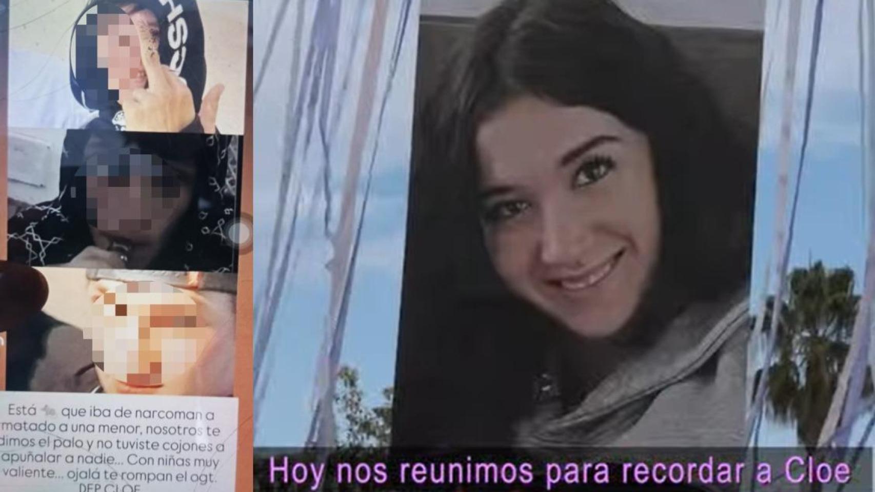 'El Rayo' junto a una imagen de su exnovia difundida por la Plataforma en Memoria de Cloe.