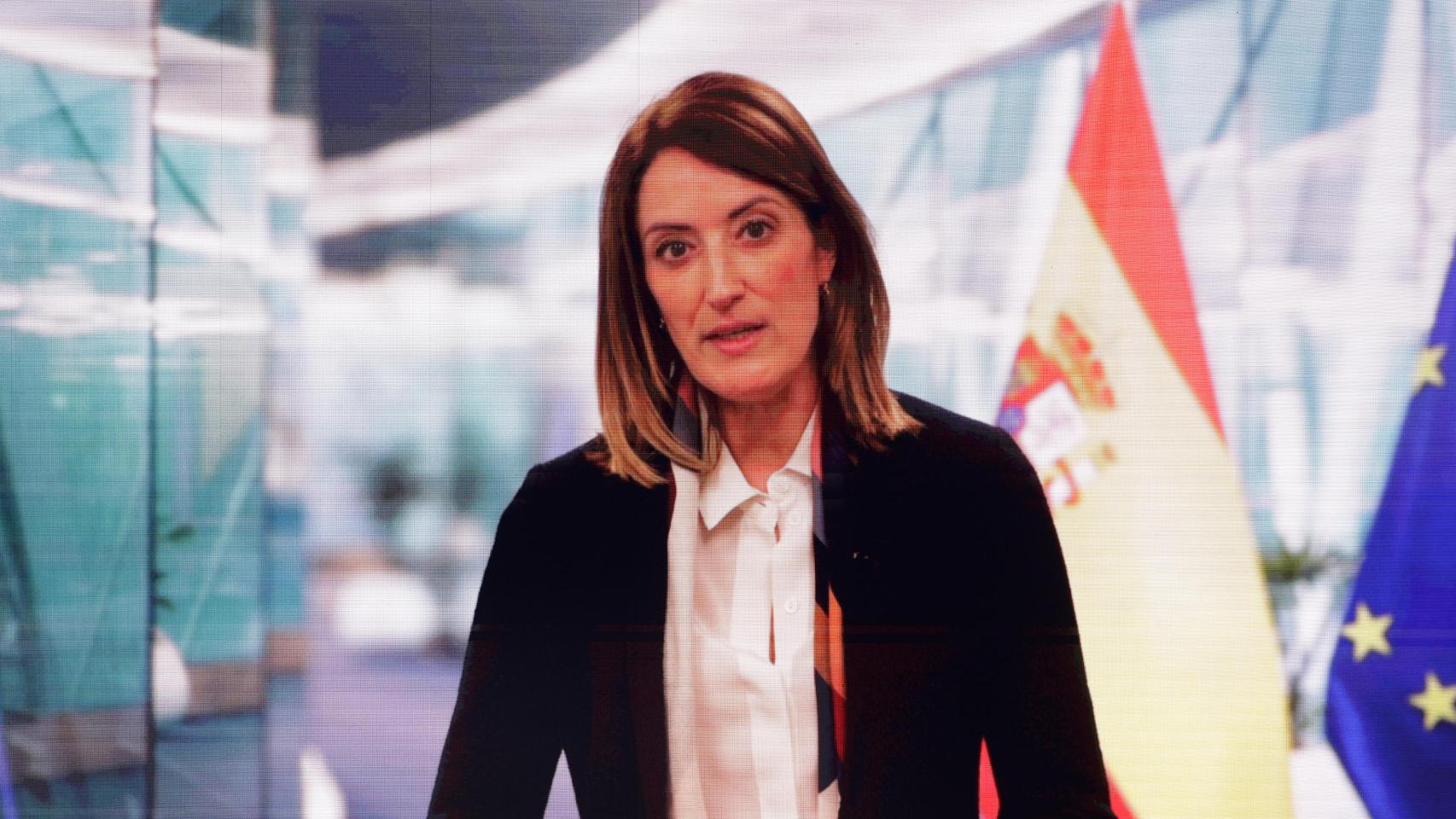 Roberta Metsola, la presidenta del Parlamento Europeo, durante su intervención en el 'Wake Up, Spain'.