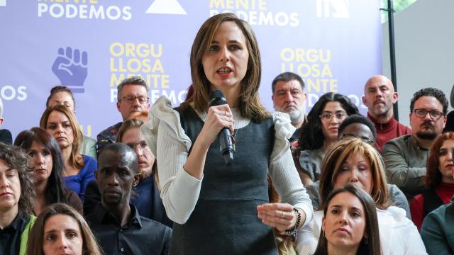 Ione Belarra, secretaria general de Podemos, este lunes en una reunión de su formación en Madrid.