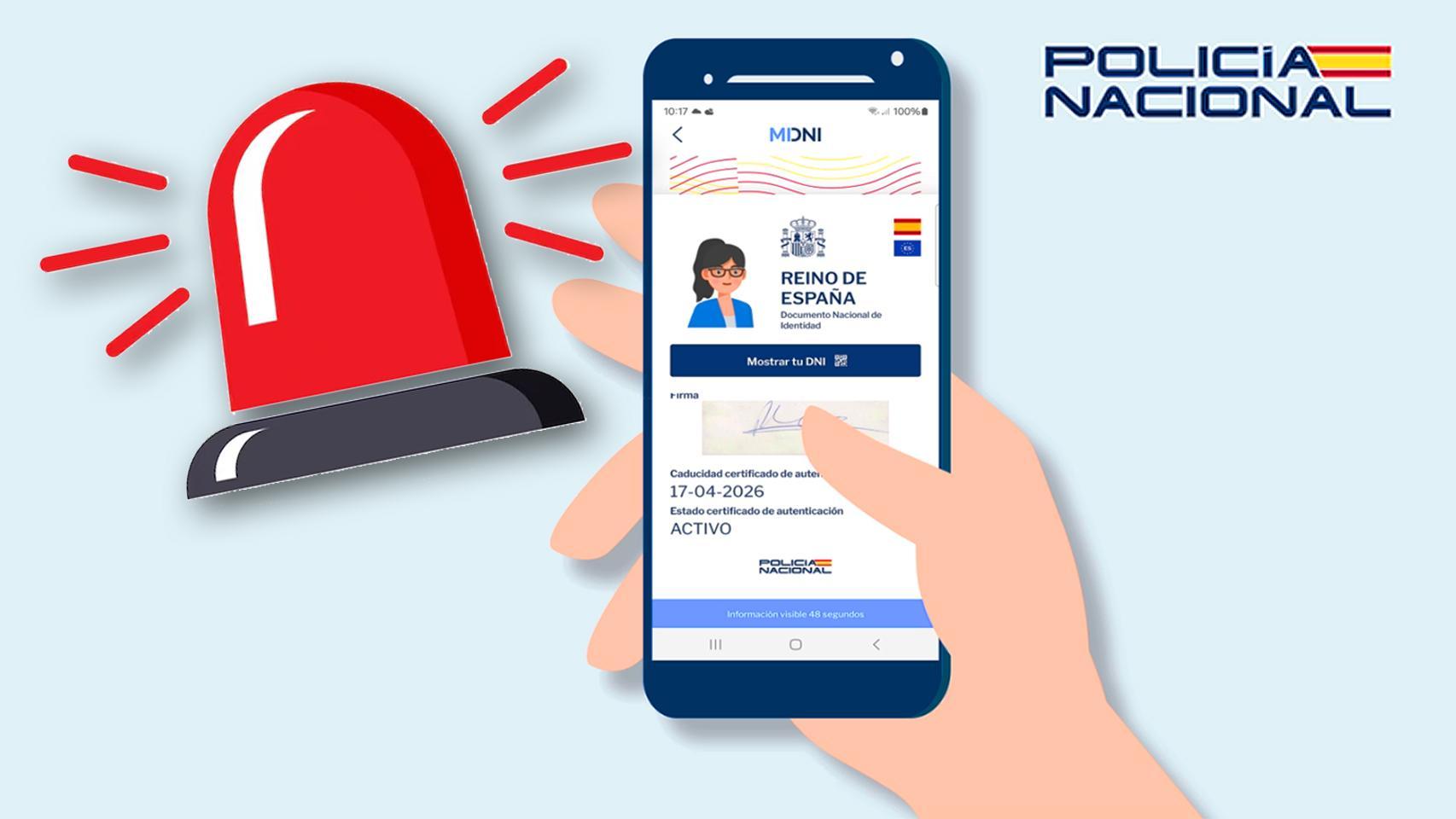 Aviso de app falsa de MiDNI