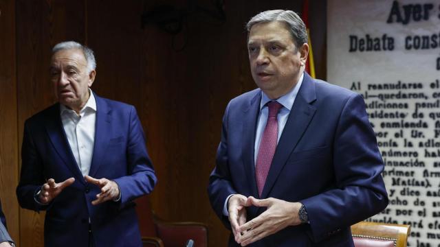 El ministro de Agricultura, Luis Planas, antes de iniciar su comparecencia ante la comisión de investigación del caso Koldo en el Senado.