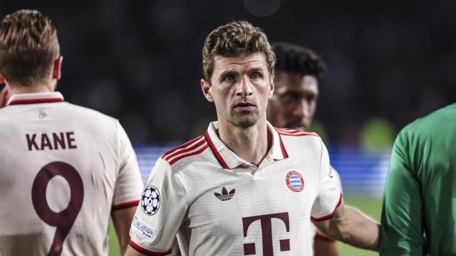 Thomas Müller, con el Bayern Múnich en un partido de la temporada 2024/25