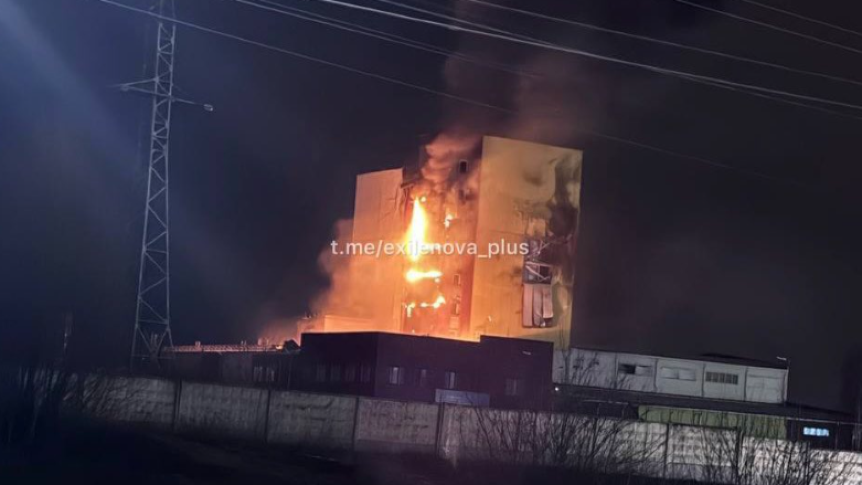 La central de fibra óptica atacada en Mordovia (Rusia) por drones ucranianos, en la madrugadade este 5 de abril.