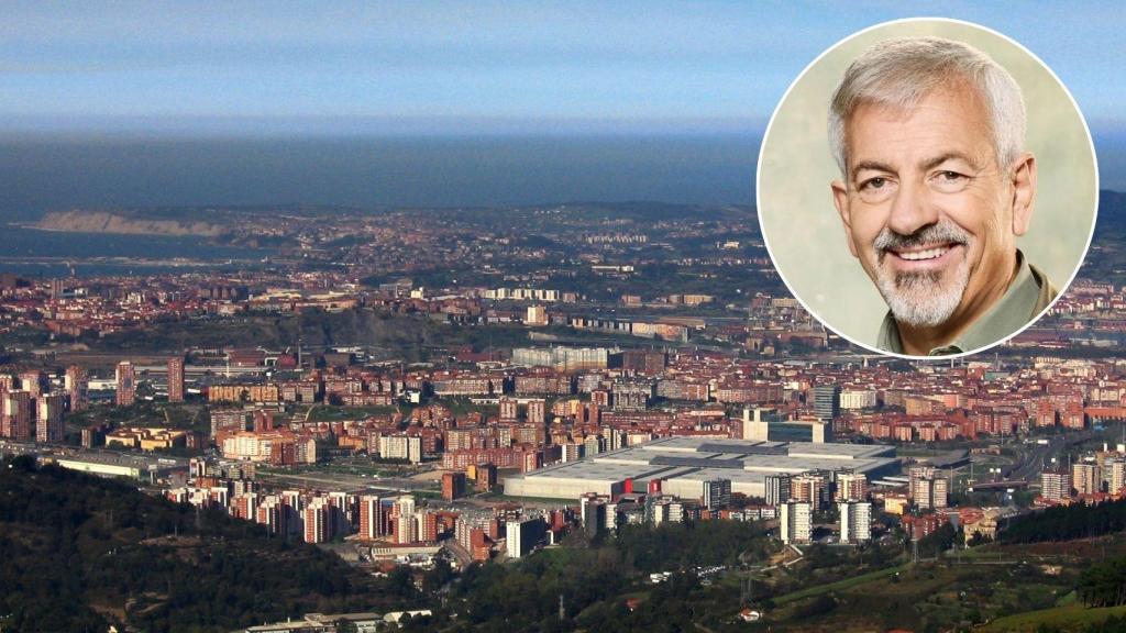 Fotomontaje de BLUPER con Carlos Sobera y el municipio donde nació.