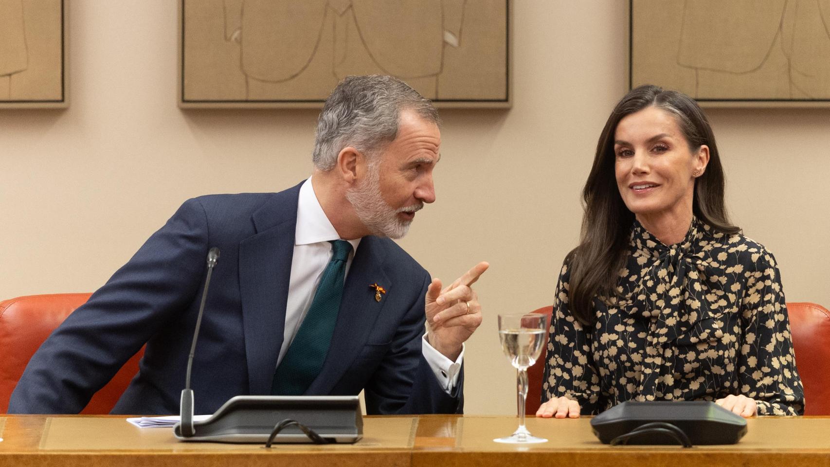 Felipe VI y la reina Letizia este martes en el Congreso de los Diputados.