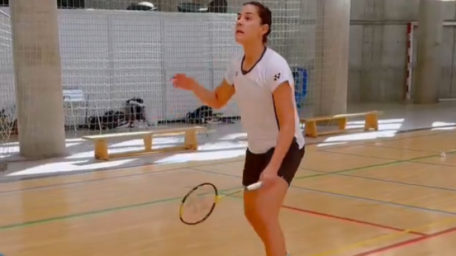 Captura de redes sociales del entrenamiento de Carolina Marín.