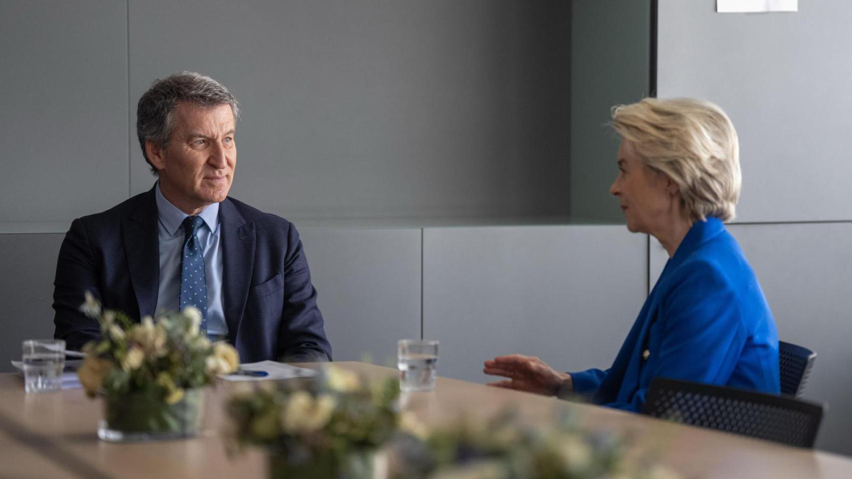 Alberto Núñez Feijóo, reunido este miércoles en Bruselas con la presidenta de la Comisión Europea, Ursula von der Leyen.
