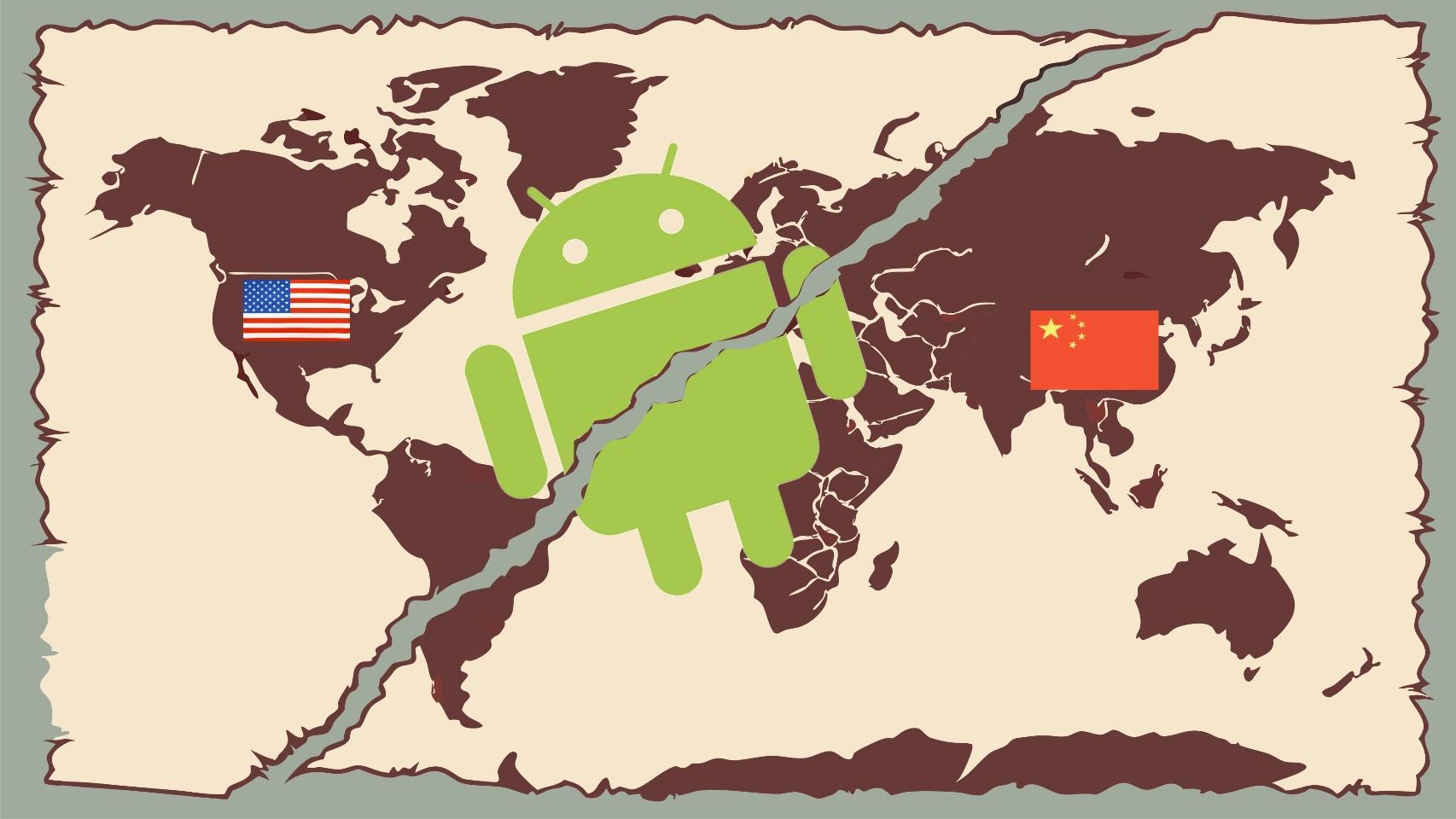 Montaje de Android entre China y Estados Unidos