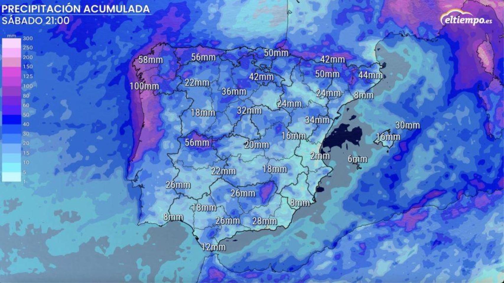 Acumulados previstos hasta el sábado 19